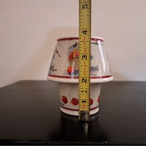 Charming Ceramic Candle Holder with Red Accents D. Morgan
